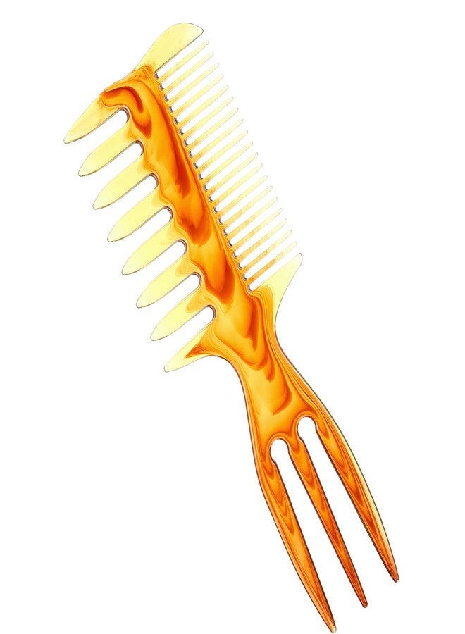 Bruislard Styling Comb, 3 In 1 Fish Tail Bone Shape, Wide Tooth Comb, Hair Pick Combs for Hair Styling Salon Home (Amber) - Image 1